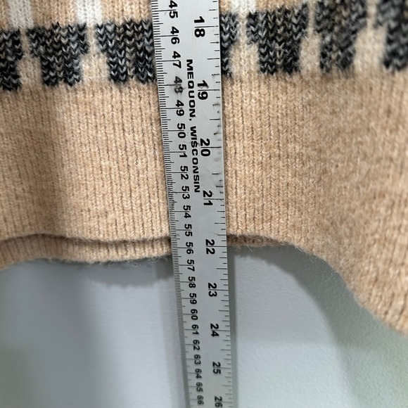 FRYE Geometric Fair Isle Knit Sweater Women's Size Medium Tan Brown Cream - Picture 6 of 7
